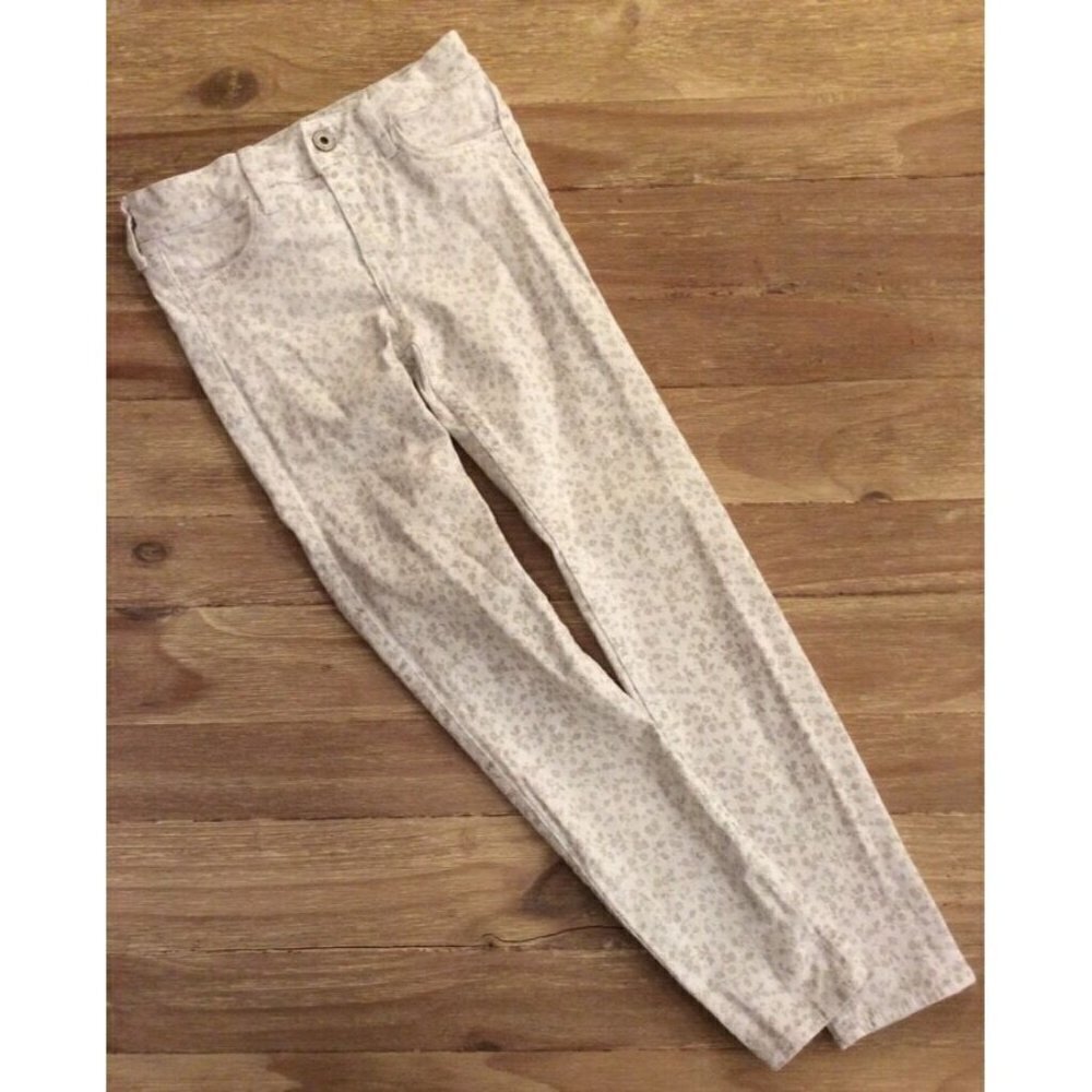 Abercrombie Kids Size 12 Slim Skinny Fit White Tan Floral Stretch Denim Jeans